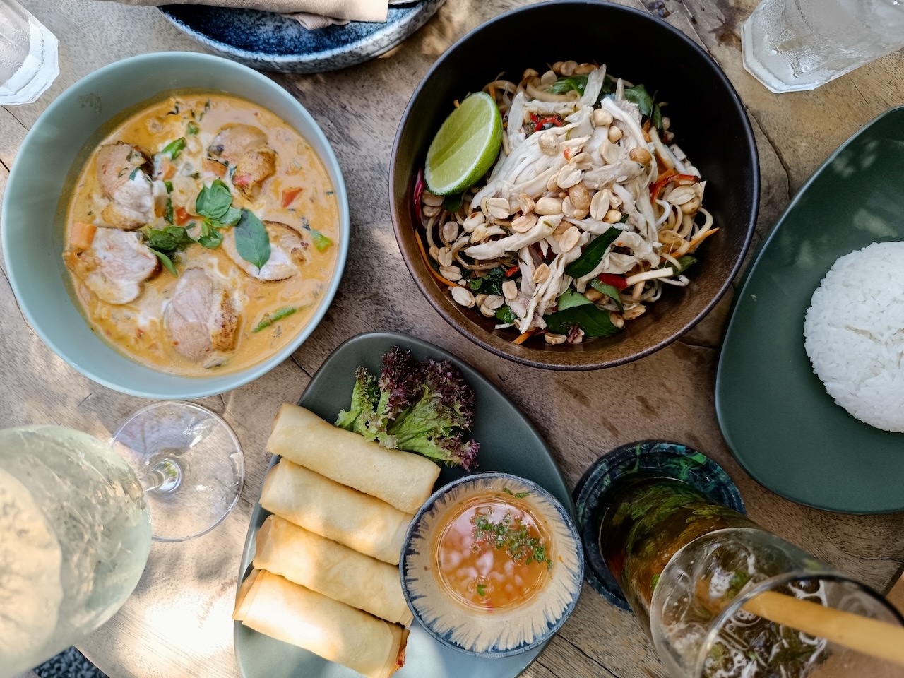 Vegan dishes, salads, and snacks at Maloop Restaurant