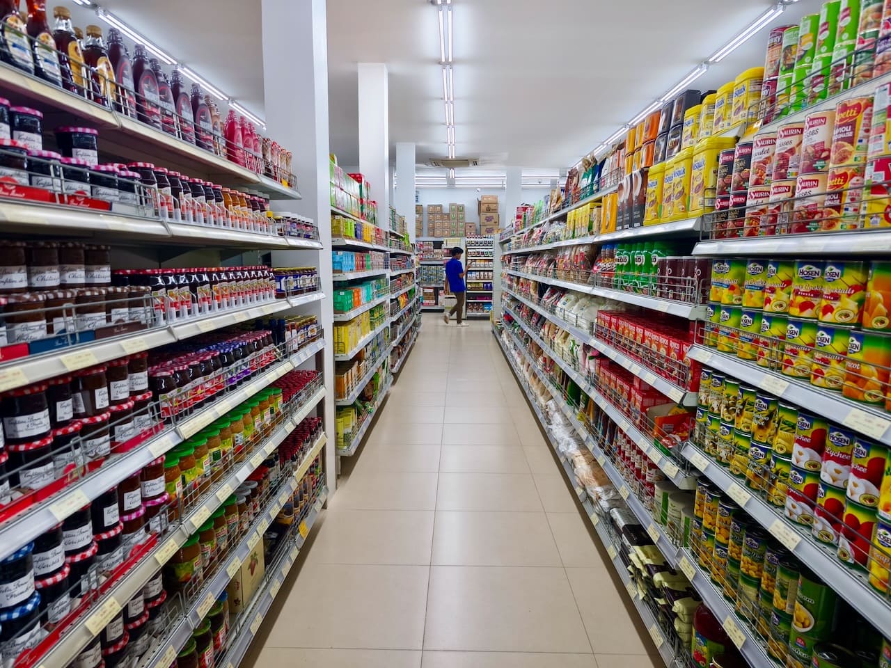 grocery store preserved products isle in phnom penh shopping mall